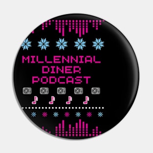 Millennial Diner Podcast Ugly Holiday Sweater Pin