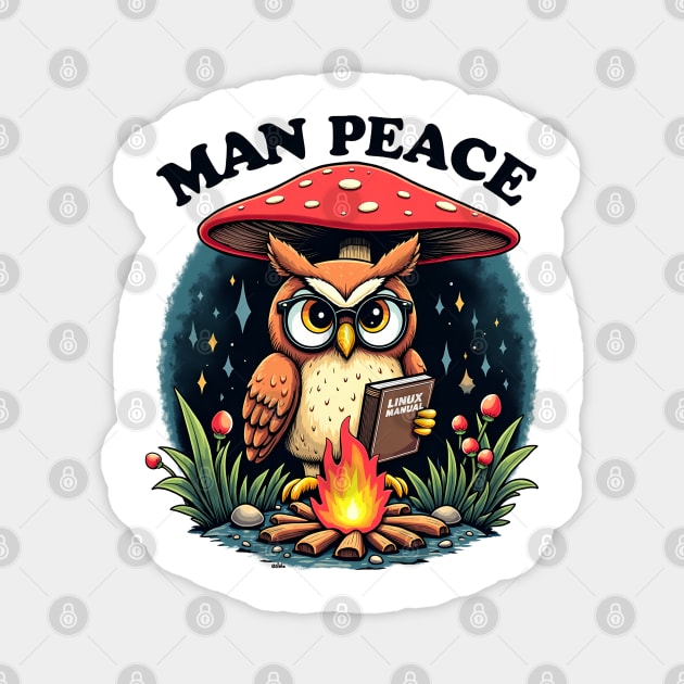 Man Peace – Linux Owl at Camp Magnet by Hobby Helpers Merch