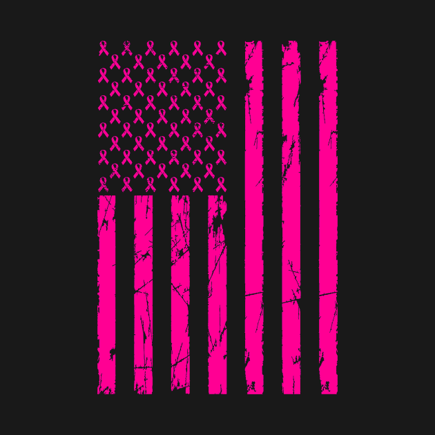 Pink Ribbon Cancer American Flag by Stars N Stripes 