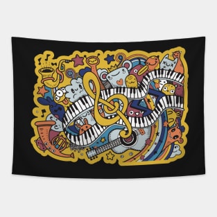 Monsters Music Cute Monsters Playing Music for Musicians Tapestry