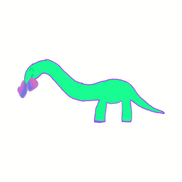 Longneck dinosaur with bisexual pride flag by system51