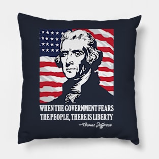 Thomas Jefferson - American Flag - 4th of July Pillow