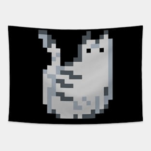 Cat Pixel Art - grey dark Tapestry