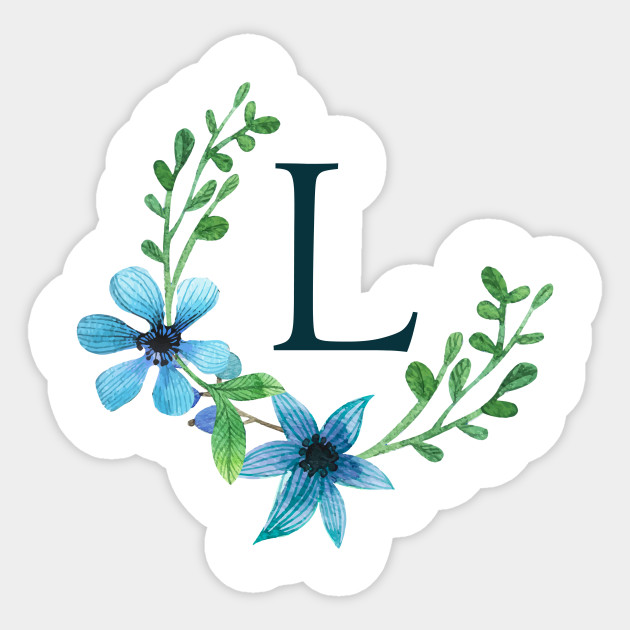 Floral Monogram L Pretty Blue Flowers Monogram L Sticker Teepublic