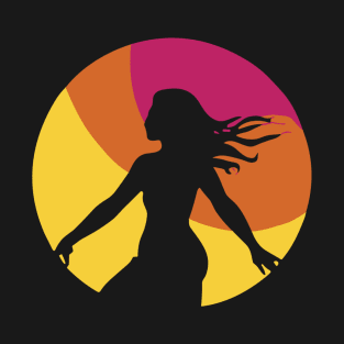 T-shirt with a girl's design and attractive colors inspired by the sunset. T-Shirt