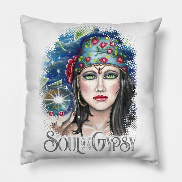 Soul of a Gypsy Pillow by TAS Illustrations and More