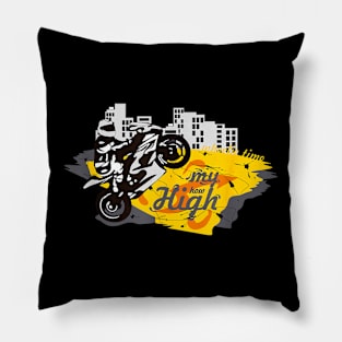 Stunt motorcycles , whellie time, ride high Pillow