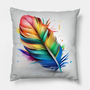 Rainbow quill feather pen Pillow