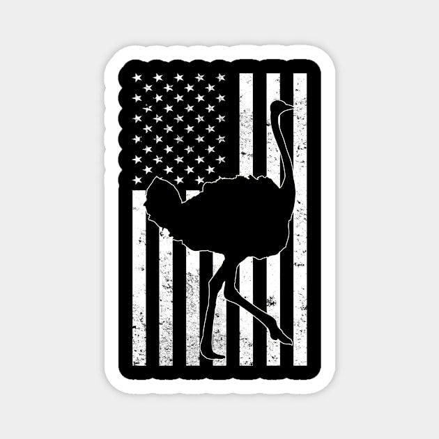 American Flag Ostrich Lovers Gift Magnet by funkyteesfunny