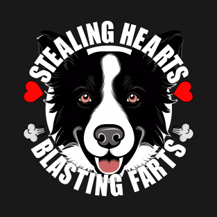 Funny Border Collie Stealing Hearts Blasting Farts Dog Cute Puppy T-Shirt