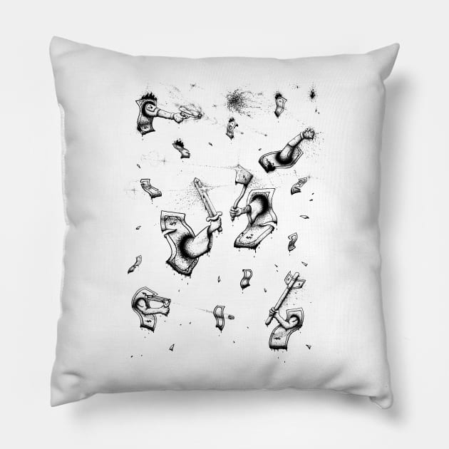 War For Money Pillow by Muezzahero