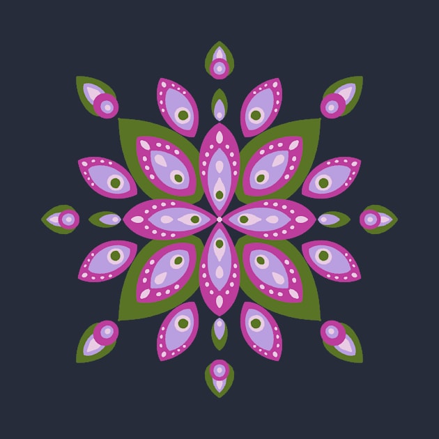 Magenta and green retro mandala by Home Cyn Home 