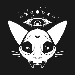 Space Cat Skull With Third Eye T-Shirt