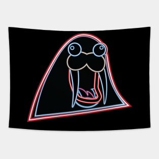 Fighting Walruses Neon Rush Logo Tapestry