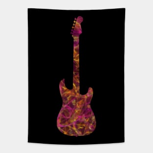 Pink on Yellow Flame Guitar Silhouette Tapestry