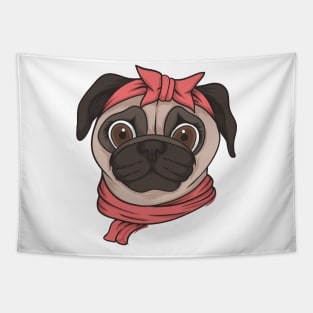 Dog Pug design Tapestry