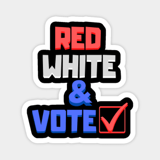 Red White and & Vote with Checkmark Magnet