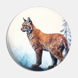 Misty boreal watercolor lynx Pin