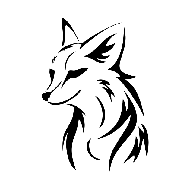 Vector Black and White Fox by TortillaChief