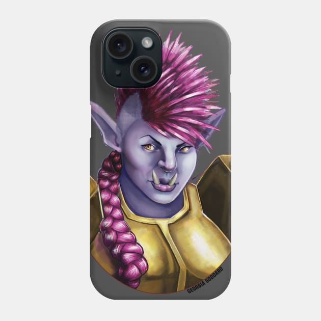 Purple Punk Orc Warrior Lady Phone Case by GeorgiaGoddard