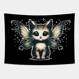 Retro Vintage Magical Fairy Cat Tapestry