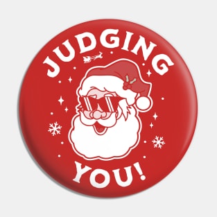 Judging You - Funny Ugly Christmas Sweater Santa Claus Pin