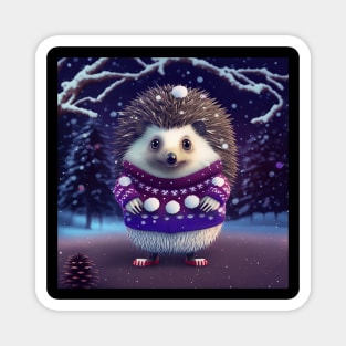 Cute Christmas Hedgehog Magnet