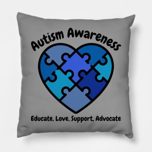 Autism Awareness Heart Puzzle Pillow