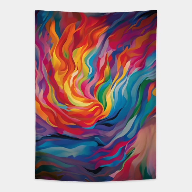 Vibrant Chromatica: Abstract Art Masterpiece Tapestry by Rafael Pando