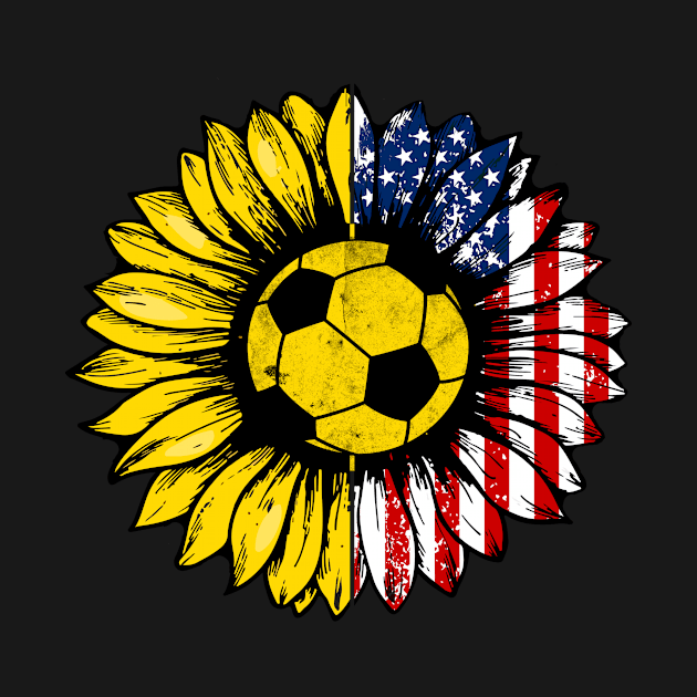 Sunflower American Flag Soccer Lover Gifts 4th Of July by shanemuelleres