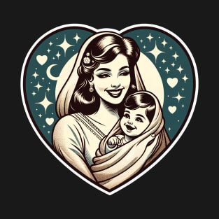 Vintage Motherhood Love Heart Symbol of Maternal Affection T-Shirt