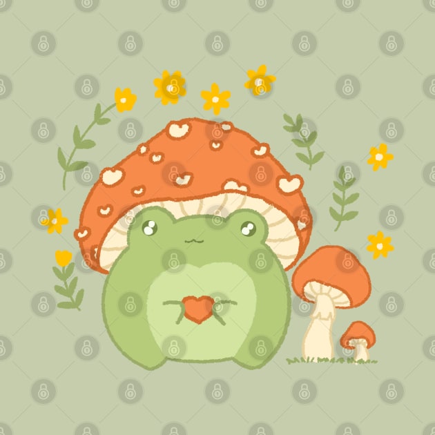 Cute frog wearing mushroom hat 🐸 by summerheart