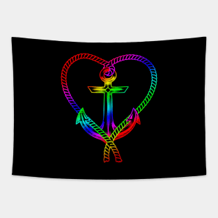 'Rainbow Heart With Anchor' Awesome LGBTQ Pride Day Gift Tapestry
