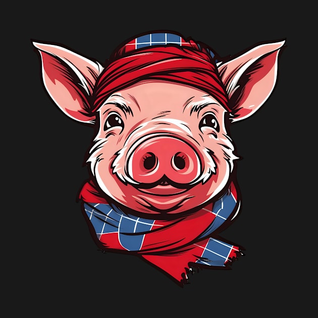 Pig Farmer Shirt | Pig With Hat And Scarf by Gawkclothing