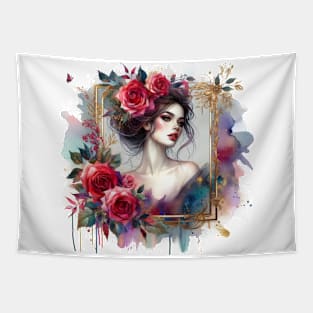 Red Rose In  Frame Tapestry