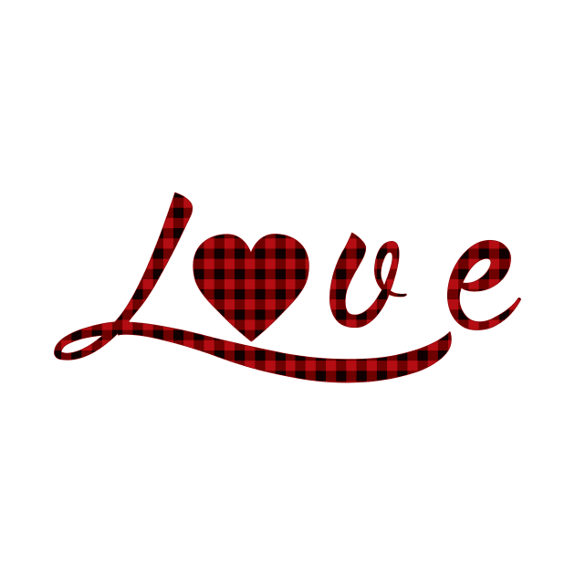 Love buffalo plaid hand written for Valentines Day by CMDesign