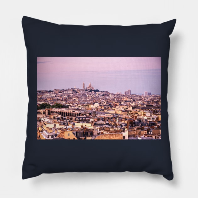 Sacre Coeur Basilica, Overlooking Paris, France Pillow by tommysphotos