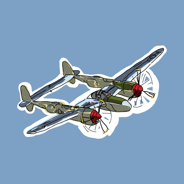 P-38 Lightning painting by Dhanew