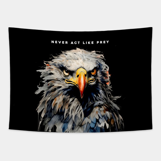 American Eagle: Never Act Like Prey on a Dark Background Tapestry by Puff Sumo