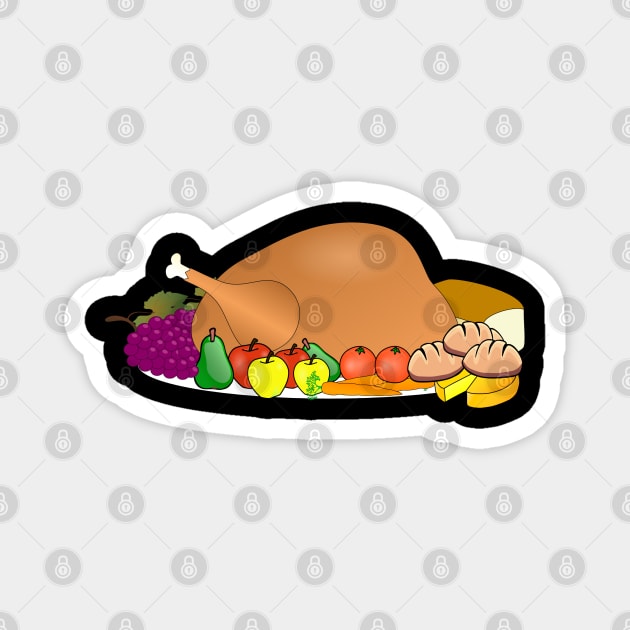 Thanksgiving Turkey Feast & Fruits Magnet by holidaystore