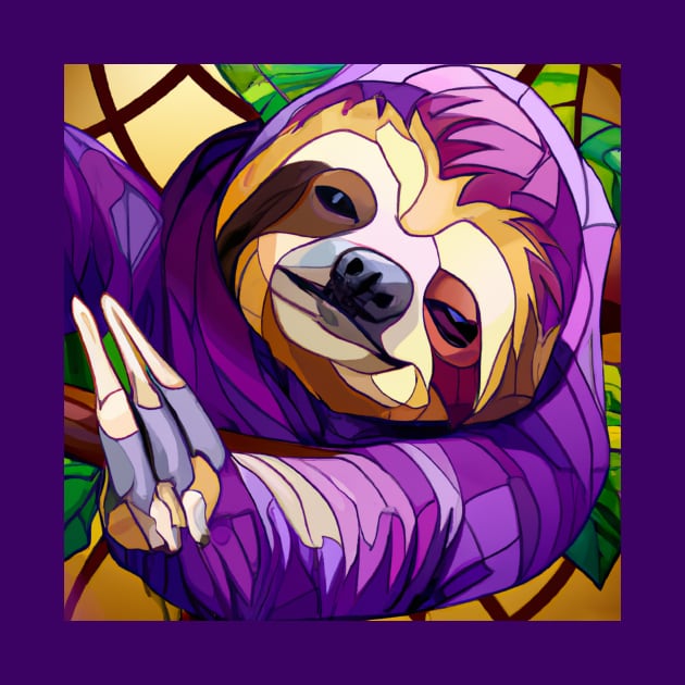 Purple Sloth in Stained Glass by Star Scrunch