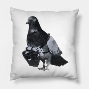 Flying Pigeon with Miniature Pigeon Camera Drone Photography Pillow