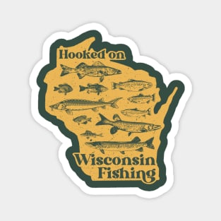 Hooked on Wisconsin Fishing - Vintage WI Sportsman Souvenir Magnet