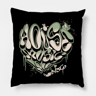 HOUSE MUSIC - Graffiti Love Heart (army green) Pillow