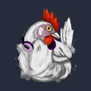 White rooster with headset T-Shirt