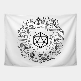 Minimalist Druid Polyhedral D20 Dice Tabletop Roleplaying RPG Gaming Addict Tapestry