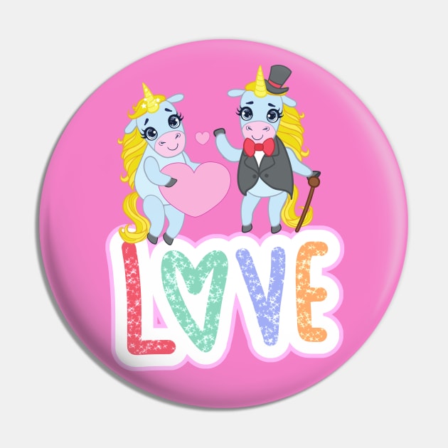 Unicorn loving couple - valentines day Pin by O.M design