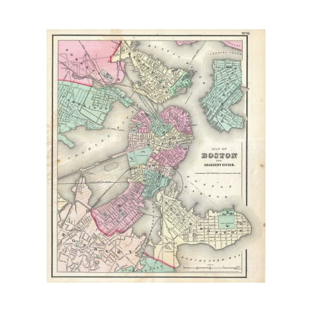 Vintage Map of Boston Harbor (1857) by Bravuramedia