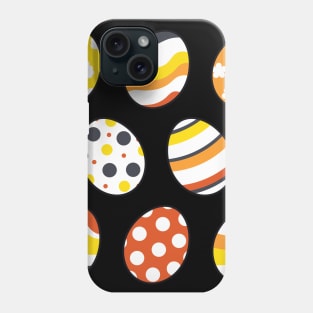 Egg Pattern | Yellow Orange Gray | Stripes Clouds Flowers Dots | Black Phone Case