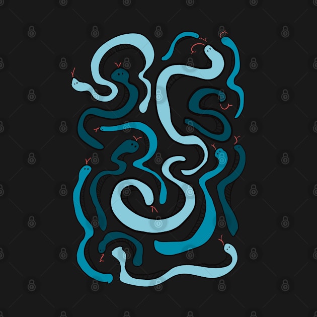 Wonky Blue Snakes by Shadoodles